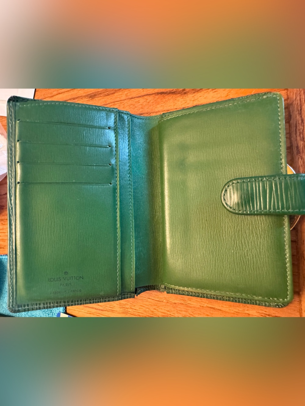 Vintage Louis Vuitton Portefeuille Viennois Borneo Green Gold Hardware 1996 COA - Picture 4 of 11